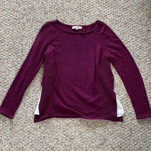 Loft maroon sweater with chiffon side detail